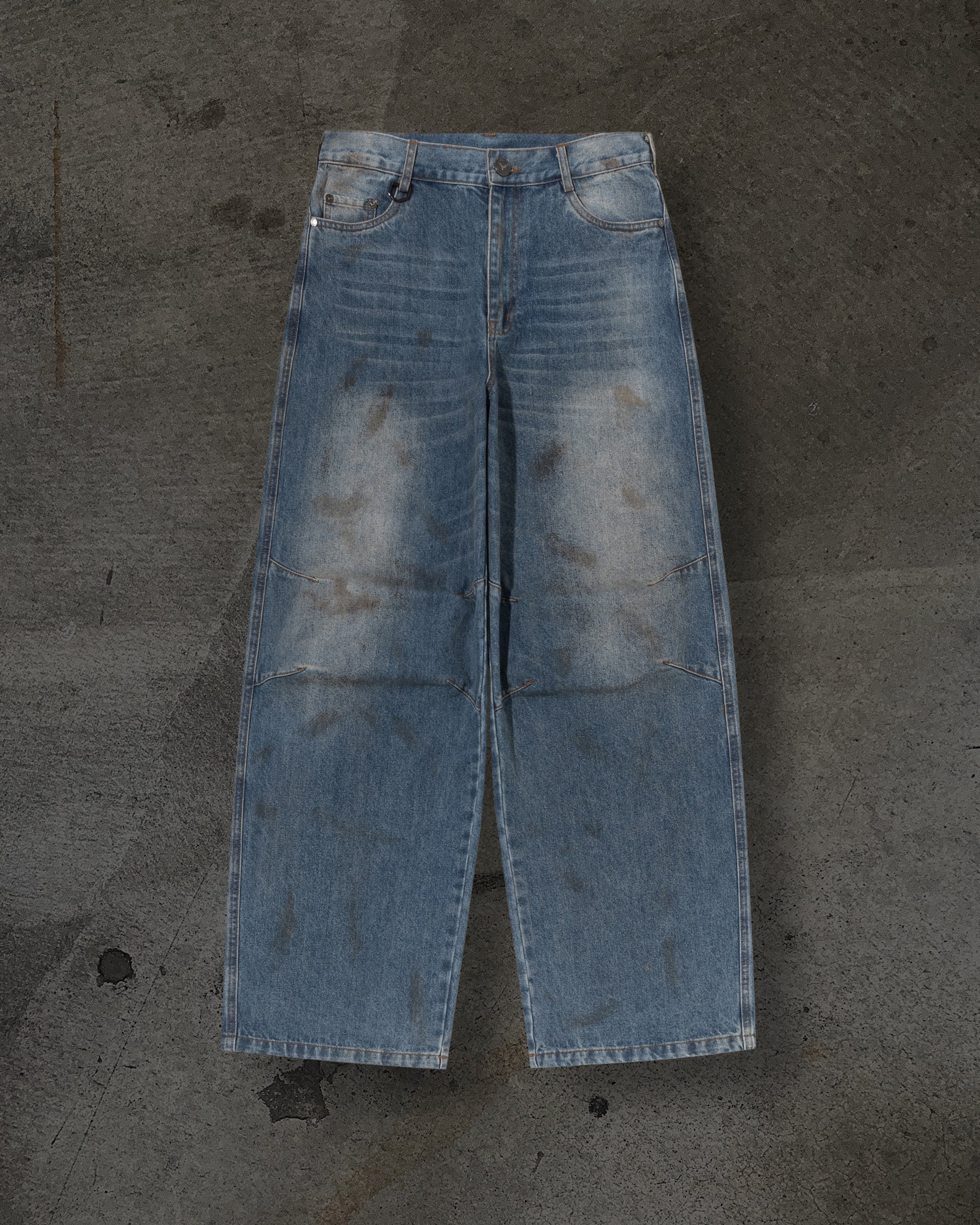Muddy Wash Baggy Denim Jeans