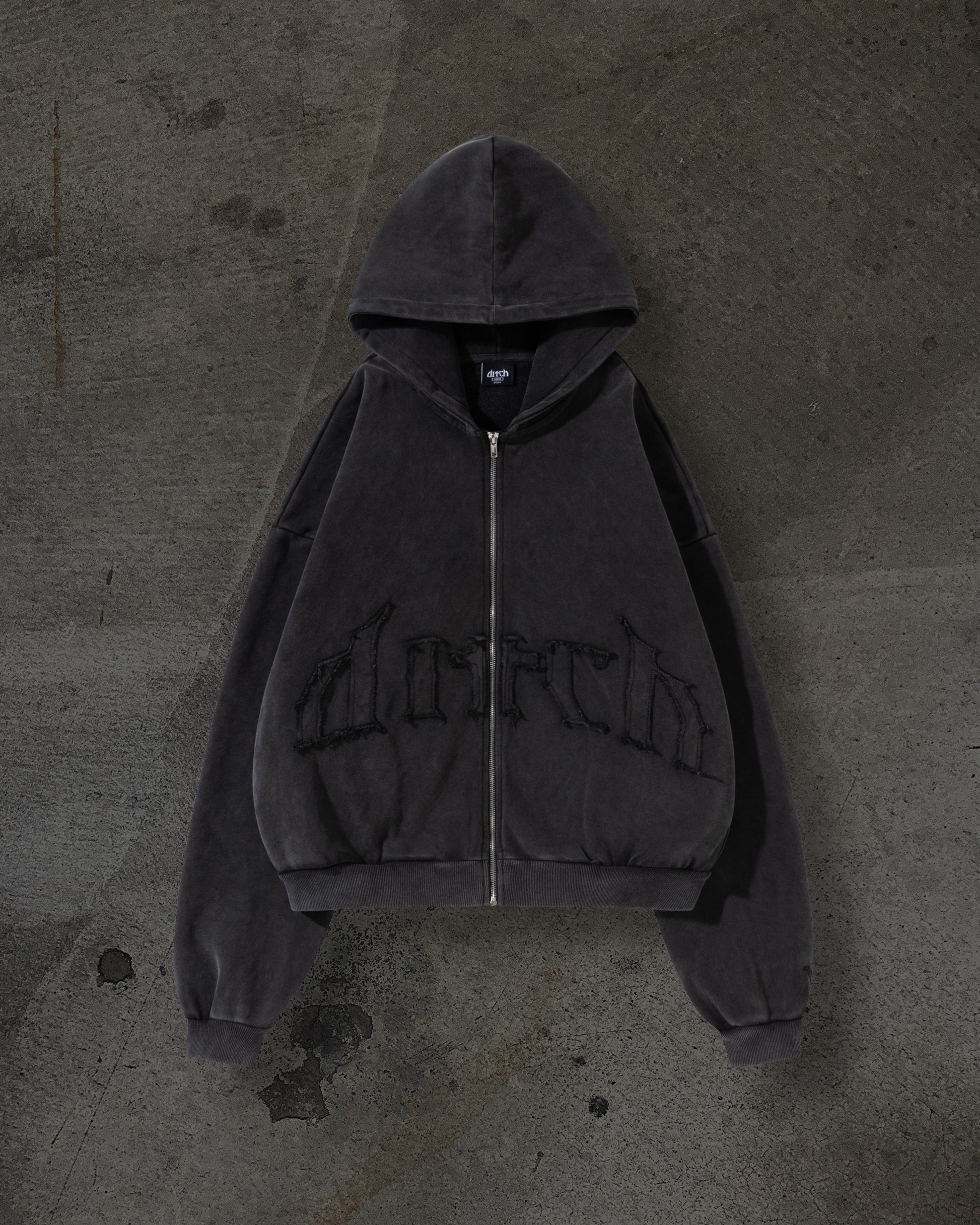 ARCH Logo Zip-Up Hoodie in Coal