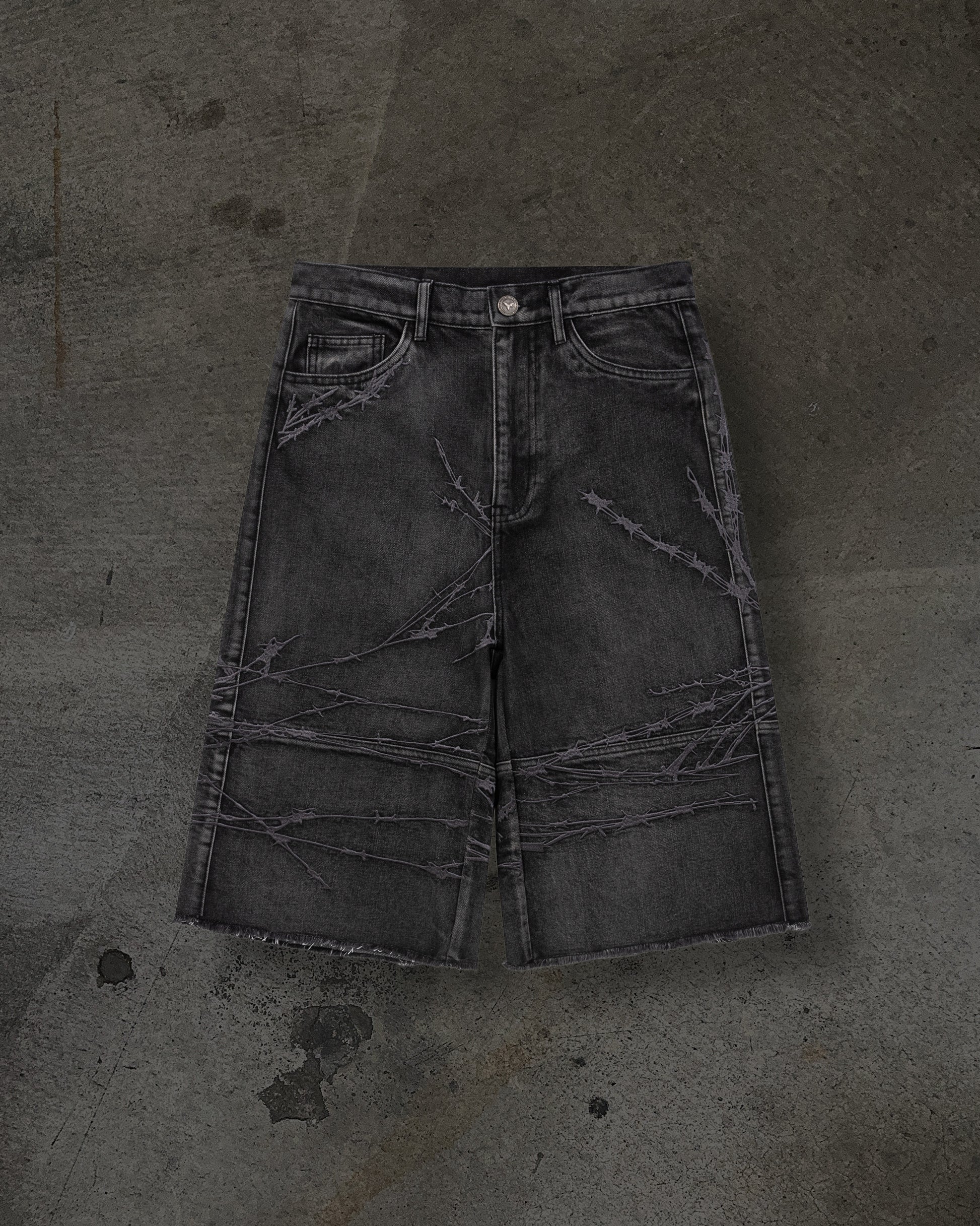 Men's Coal Barbed Wire Denim Shorts