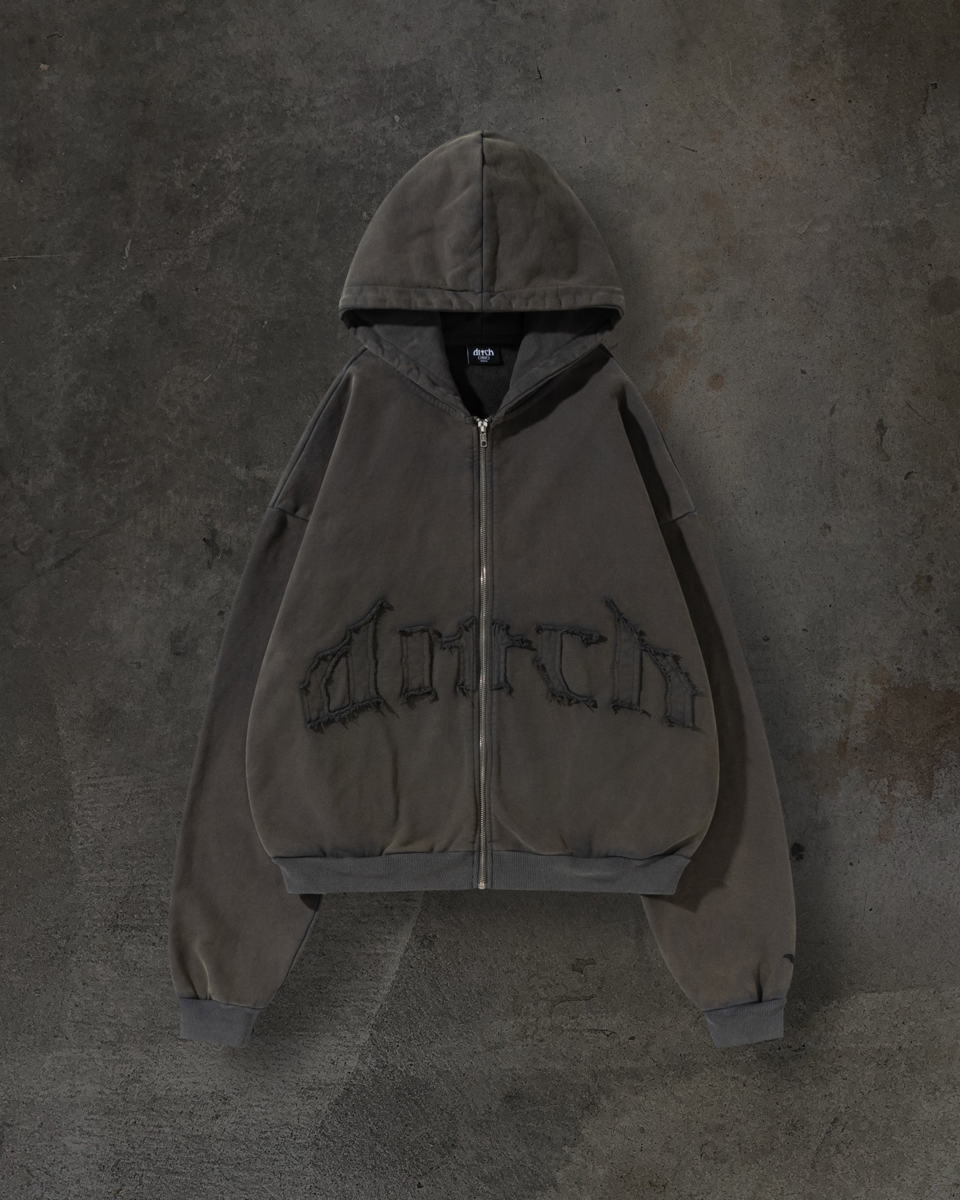 ARCH Logo Zip-Up Hoodie in Ash