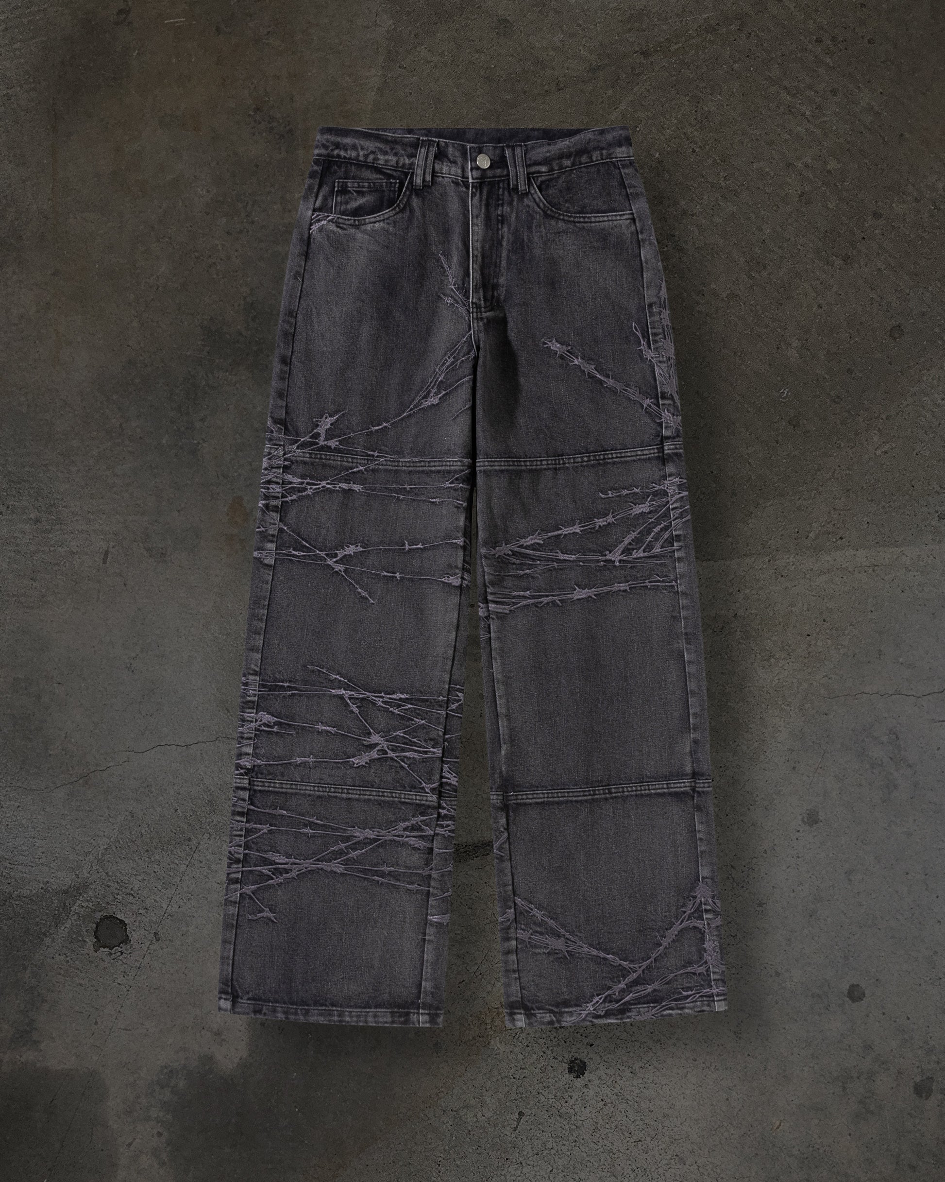 Barbed Wire Coal Wash Denim Jeans